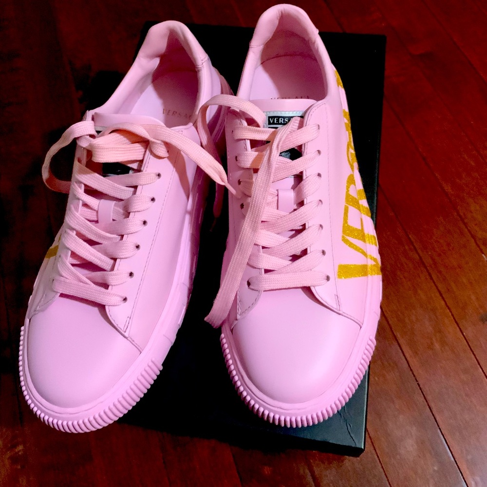 Versace Sneaker Vitello Glitter Pale Pink